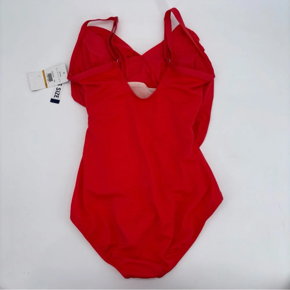 Jantzen Ladies One Piece Ruched Swimsuit Size 16W Orange - Picture 3 of 5